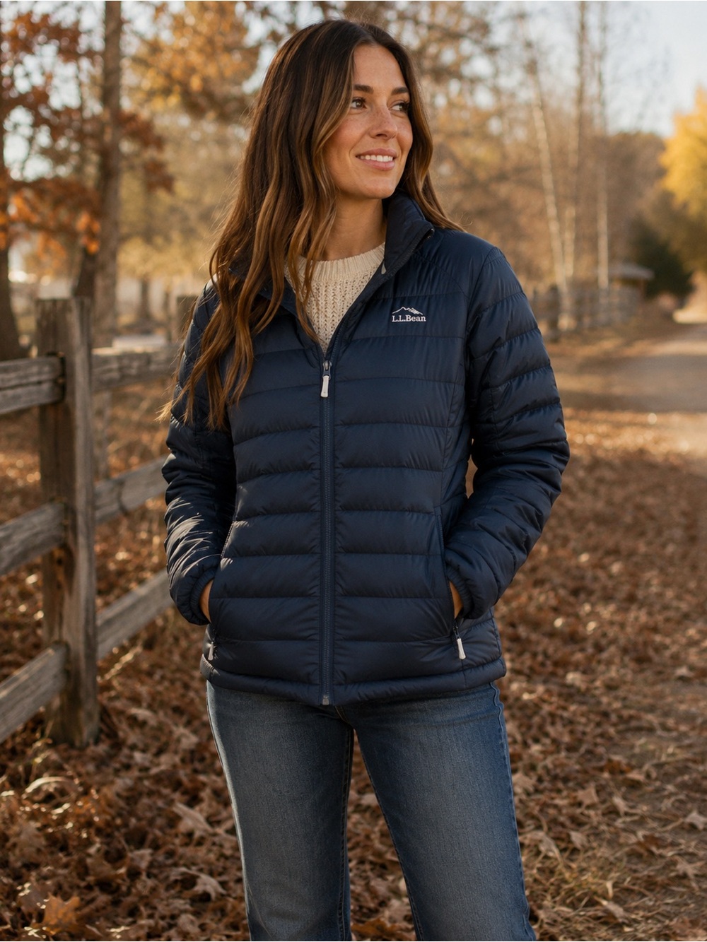 L.L. Bean Women's Navy Lightweight Down Jacket